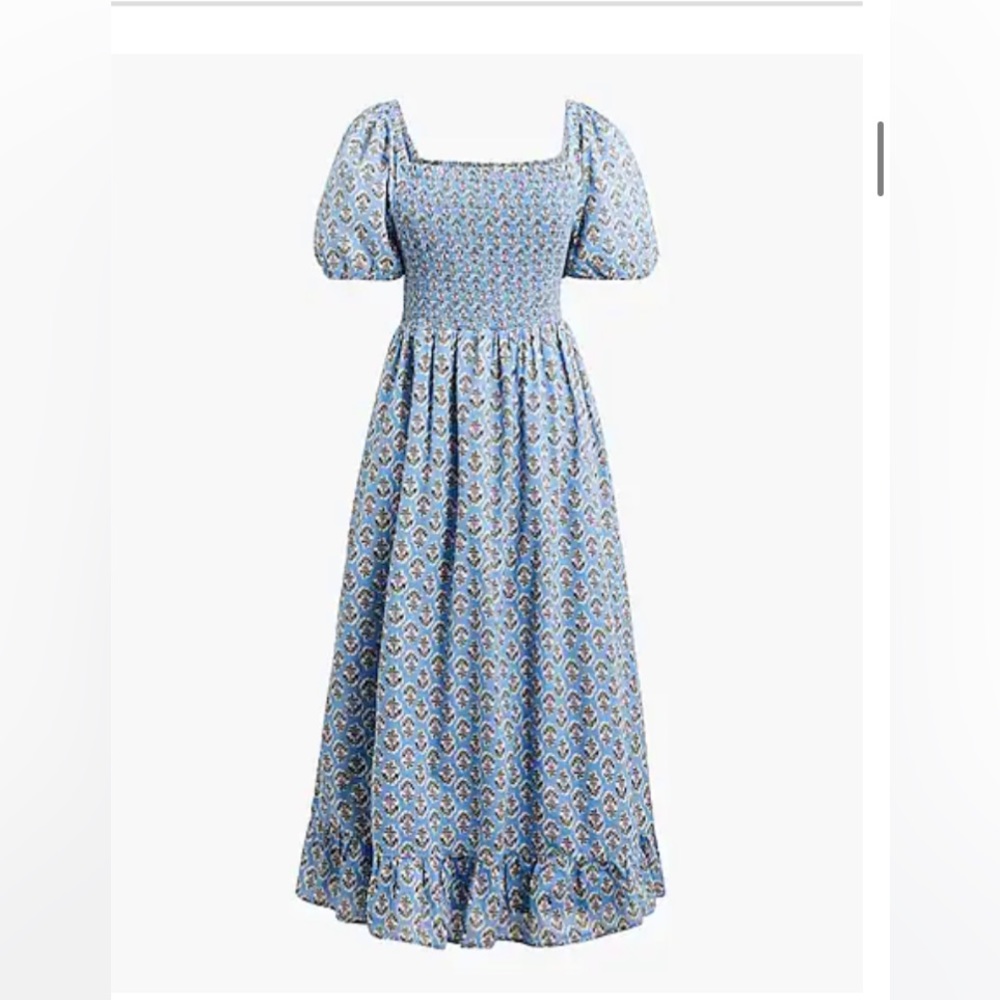 J.Crew smocked midi dress with puff sleeves NWT